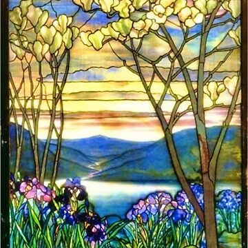 Magnolia and Irises- by Louis Comfort Tiffany digitally enhanced and made  more vibrant by WatermarkNZ Press | Poster