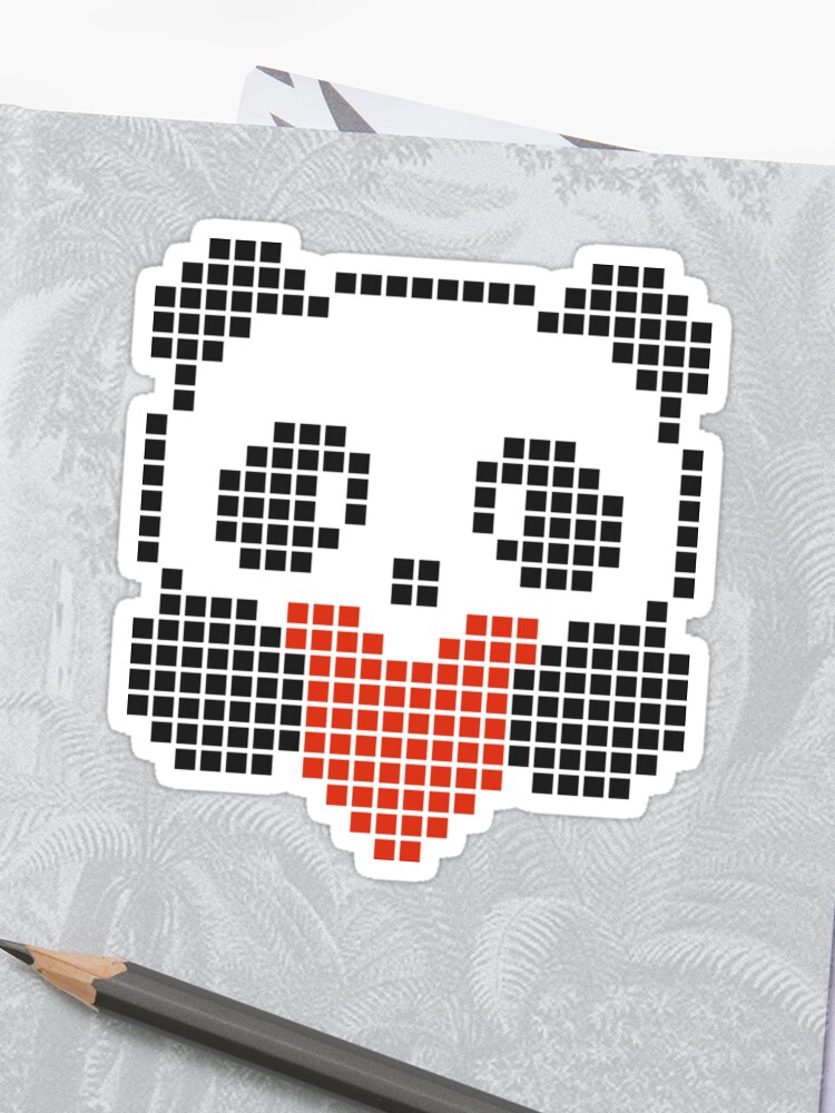 Pixel Panda Heart Sticker