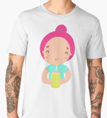 Cute girl with smoothie Men's Premium T-Shirt