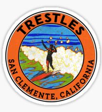 Surfing The Trestles San Clemente California Sticker