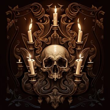Gothic candlestick with skull Art Print by Nickyvb