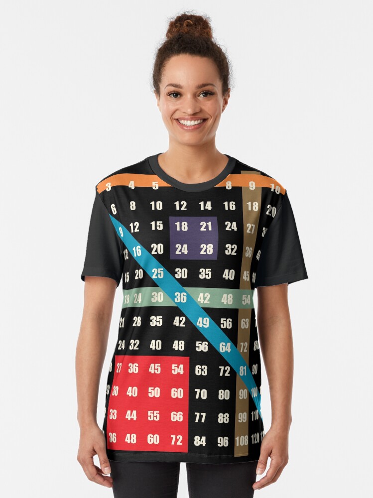 Alternate view of multiplication / times table on black Graphic T-Shirt