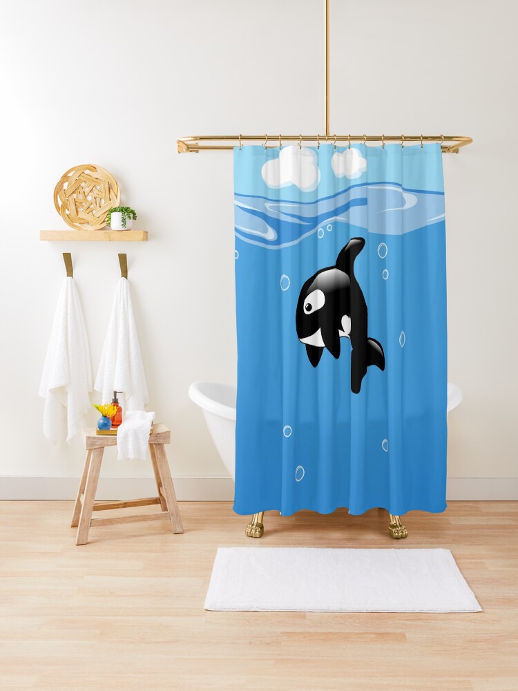Cute Little Orca Killer Whale Shower Curtain By Chibibikun