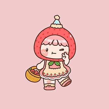 Kawaii Anime Chibi - Strawberry lover' Sticker