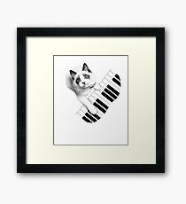 Cat Playing Piano Shirt Framed Print