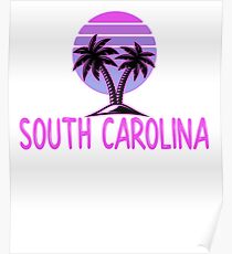 South Carolina Vintage Retro Beach Poster