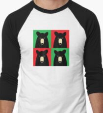 BLACK BEAR ON RED & GREEN Men's Baseball ¾ T-Shirt