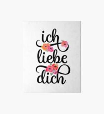 German Ich Liebe Dich I Love You Floral Typography Art Board