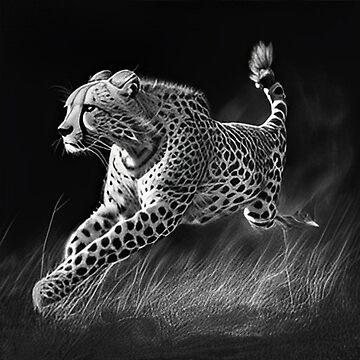 Pencil drawn Cheetah High Quality Black and White Design Sticker