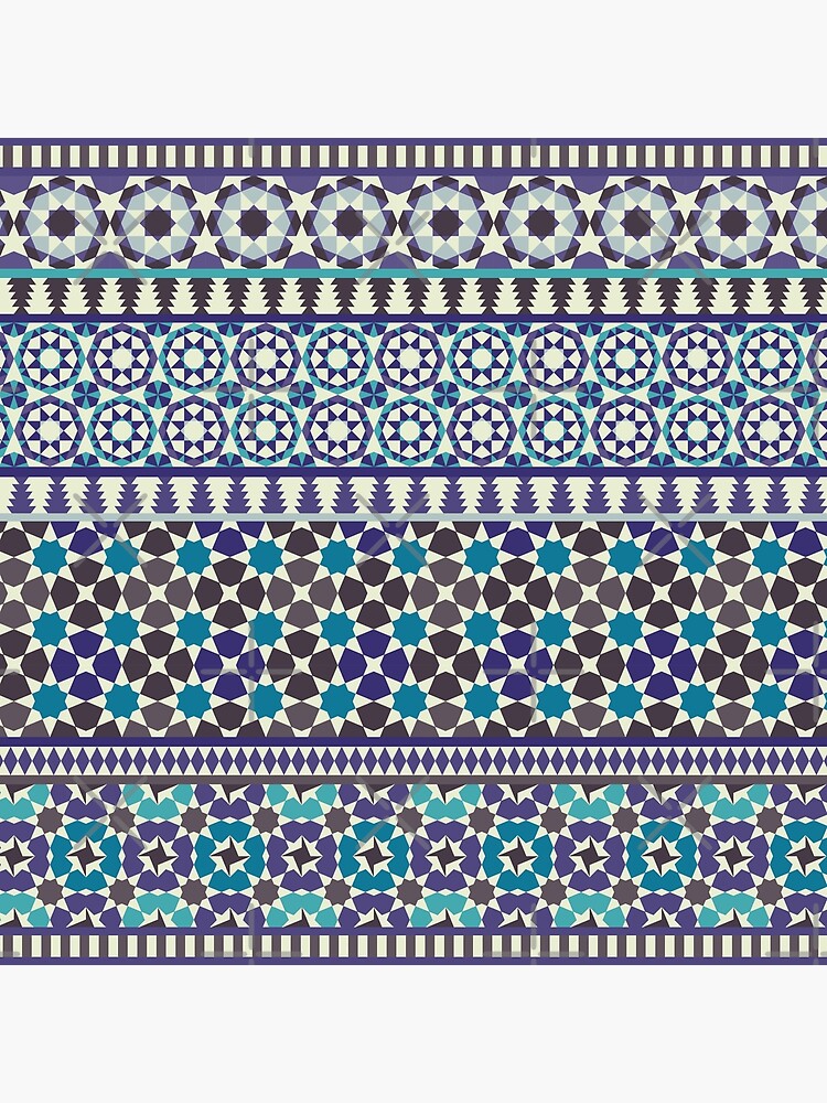 Alhambra Tessellations - Turquoise, Violet and grey on white by Cecca Designs by Cecca-Designs