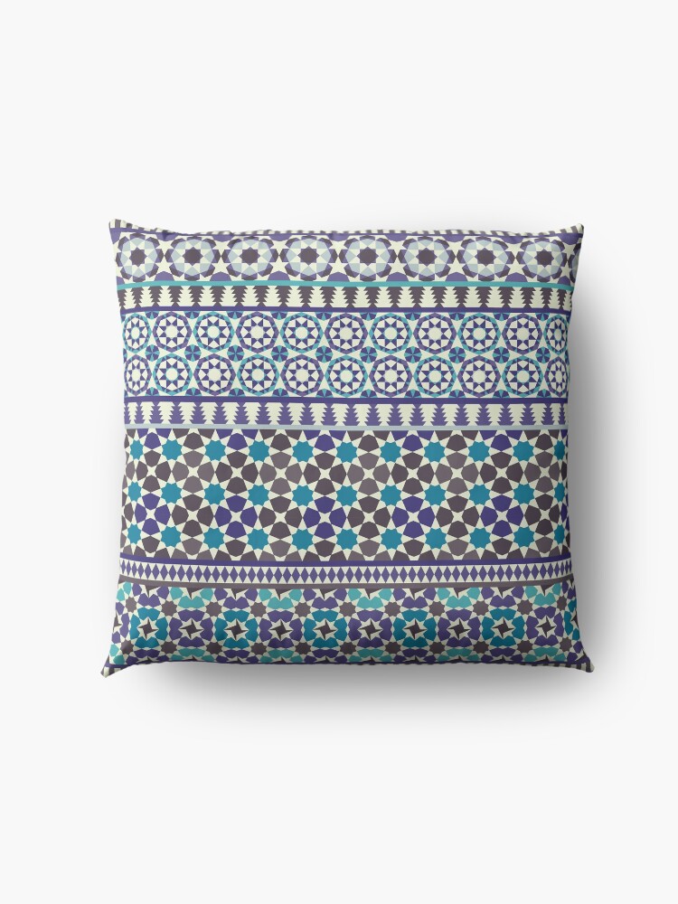 Alternate view of Alhambra Tessellations - Turquoise, Violet and grey on white by Cecca Designs Floor Pillow