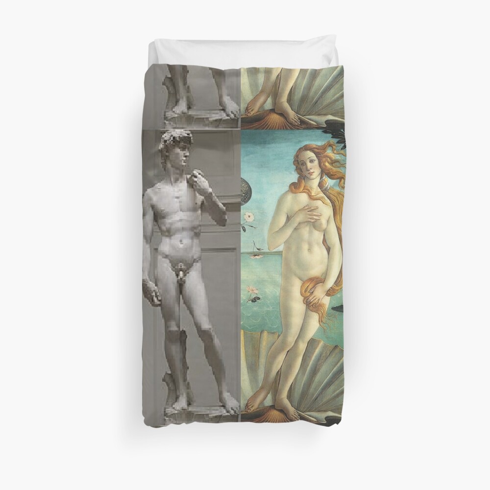 Virtual Meeting of David and Aphrodite #Virtual #Meeting #David #Aphrodite Duvet Cover