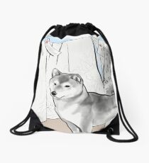 Shiba inu, Kimono and Summer breeze Drawstring Bag