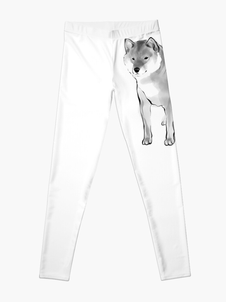 Handsome Shiba Inu Cardanimal Illustration Sumi E Painting Bw Asian Japanese Zen Theme Dog Leggings