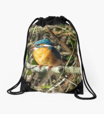 Female Kingfisher enjoying the Sun Drawstring Bag
