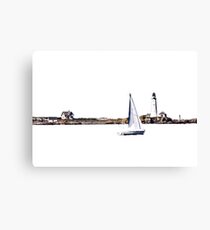 Sailing By Old Boston Lighthouse Canvas Print