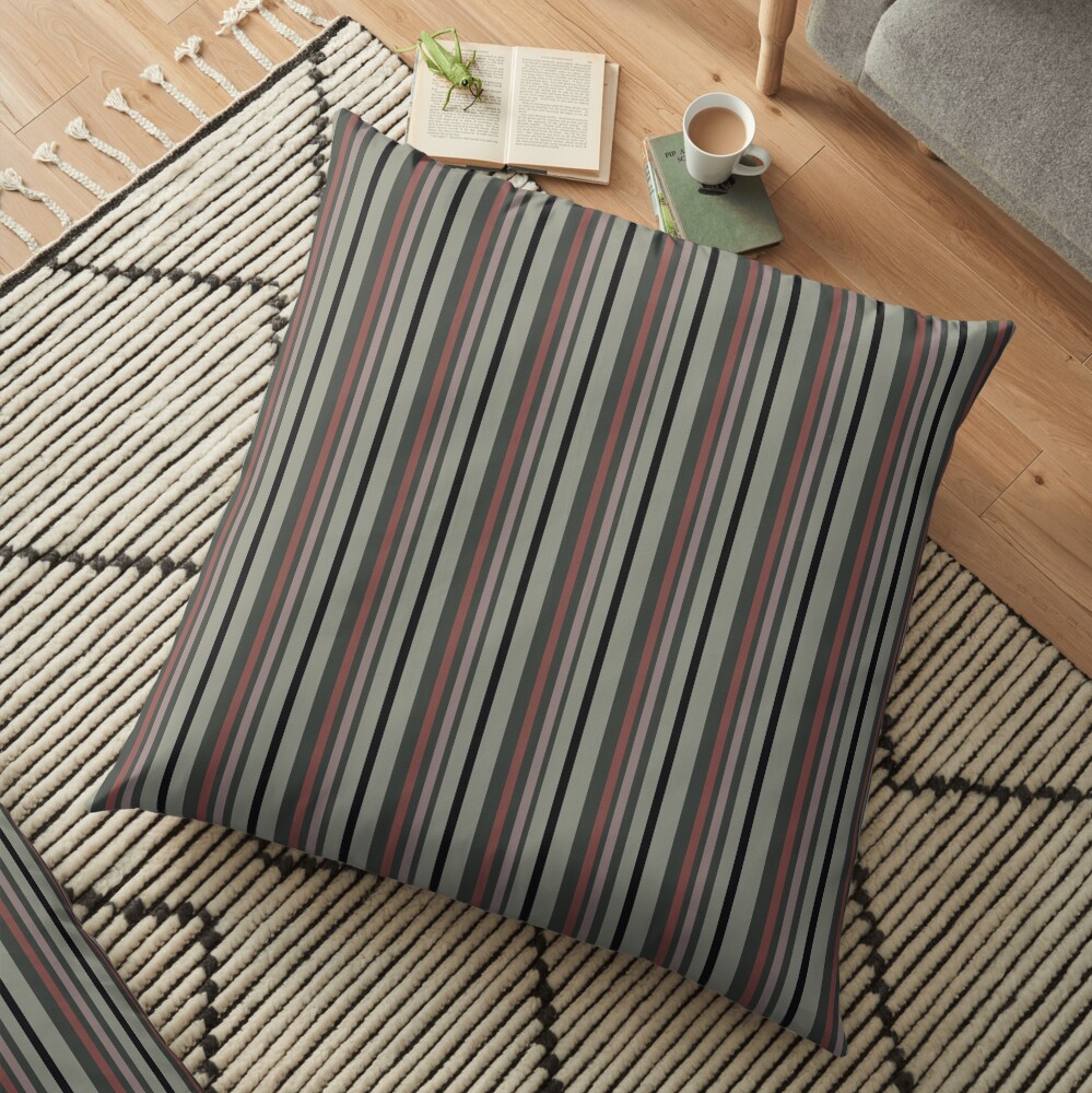 Dark Floral Stripe Floor Pillow