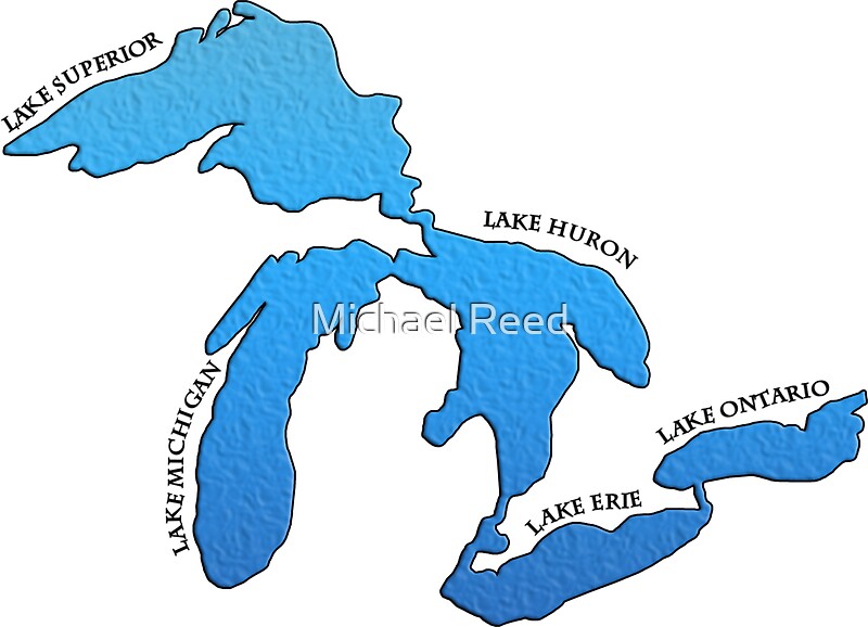 Outline Of The Five Great Lakes With Labels Stickers By Gorff   Flat,800x800,075,f.u1 