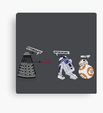 Robot vs Droid Battle Canvas Print