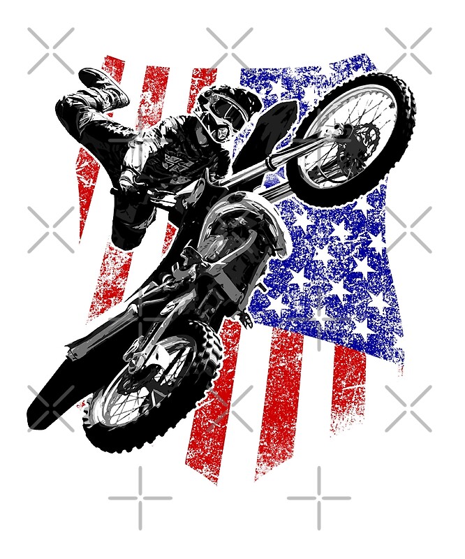 Motocross Dirt Bike American Flag By Styleuniversal Redbubble