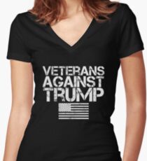 Veterans Against Trump T Shirt Patriotic Flag Protest antitrump tee Women's Fitted V-Neck T-Shirt