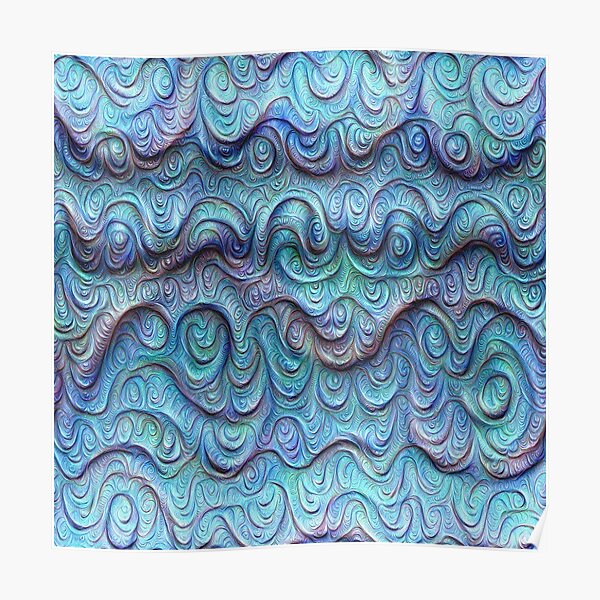 Frozen sea liquid lines and waves #DeepDream Poster