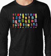 Texture with colorful cats with curved tails. Can be used for textile, website background, book cover, packaging. Long Sleeve T-Shirt