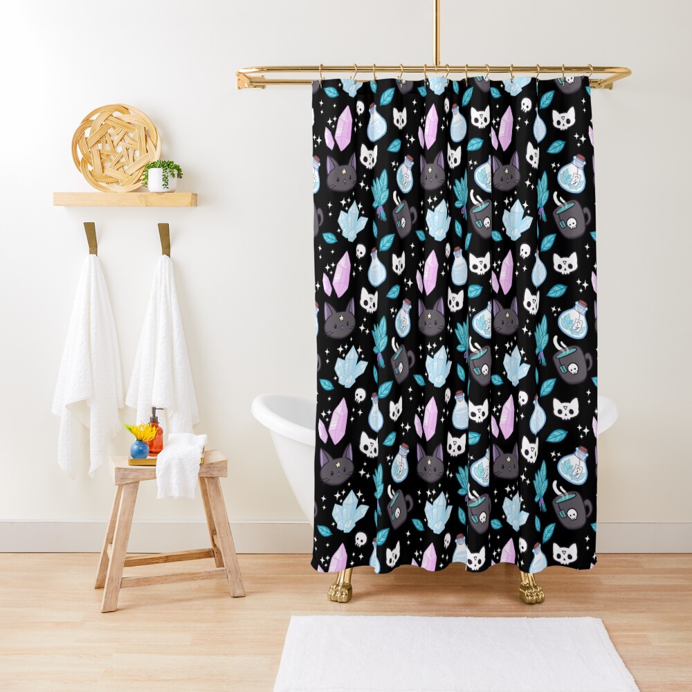 Herb Witch // Black Shower Curtain