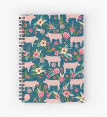 Pig florals farm homesteader pigs cute farms animals floral gifts Spiral Notebook