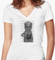 Chamäleon Kapern Tailliertes T-Shirt mit V-Ausschnitt