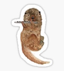 Otter playing the flute Sticker