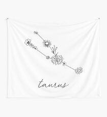 Taurus Zodiac Wildflower Constellation Wall Tapestry