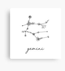 Gemini Zodiac Wildflower Constellation Metal Print