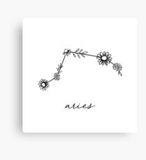 Aries Zodiac Wildflower Constellation Canvas Print