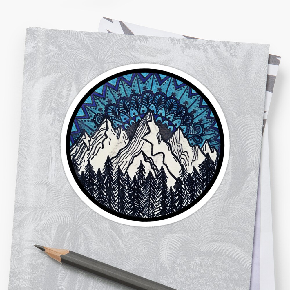 "Mountain Mandala" Stickers by DoodleC | Redbubble