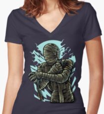 The Mummy In Bandage Trouble Women's Fitted V-Neck T-Shirt