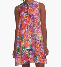 Coral Roses A-Line Dress