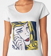 Crying Girl, Homage to Roy Lichtenstein Premium Scoop T-Shirt