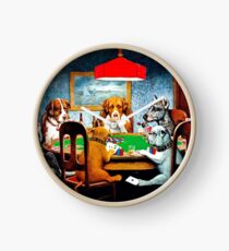DOGS PLAYING POKER : Vintage C M Coolidge Print Clock