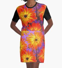 Orange Gerberas Graphic T-Shirt Dress