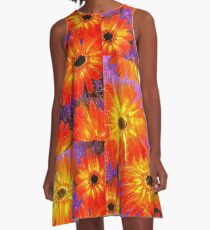 Orange Gerberas A-Line Dress