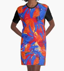 Blue Petals Graphic T-Shirt Dress