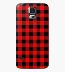 Klassischer dunkelroter und schwarzer Holzfäller Buffalo Plaid Stoff Hülle & Klebefolie für Samsung Galaxy