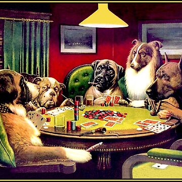 Artwork thumbnail, DOGS PLAYING POKER : Vintage Brown and Begelow Cigar Adv Print by posterbobs