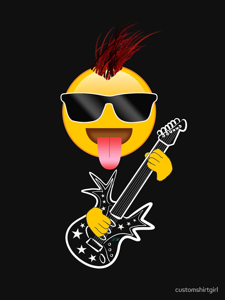 "Emoji Punk Rock Guitar Player With Mohawk" Tshirt by customshirtgirl Redbubble