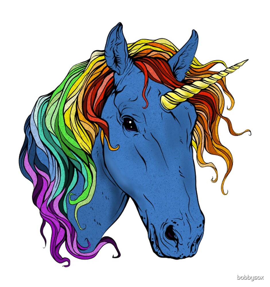 rainbow-mane-unicorn-by-bobbysox-redbubble
