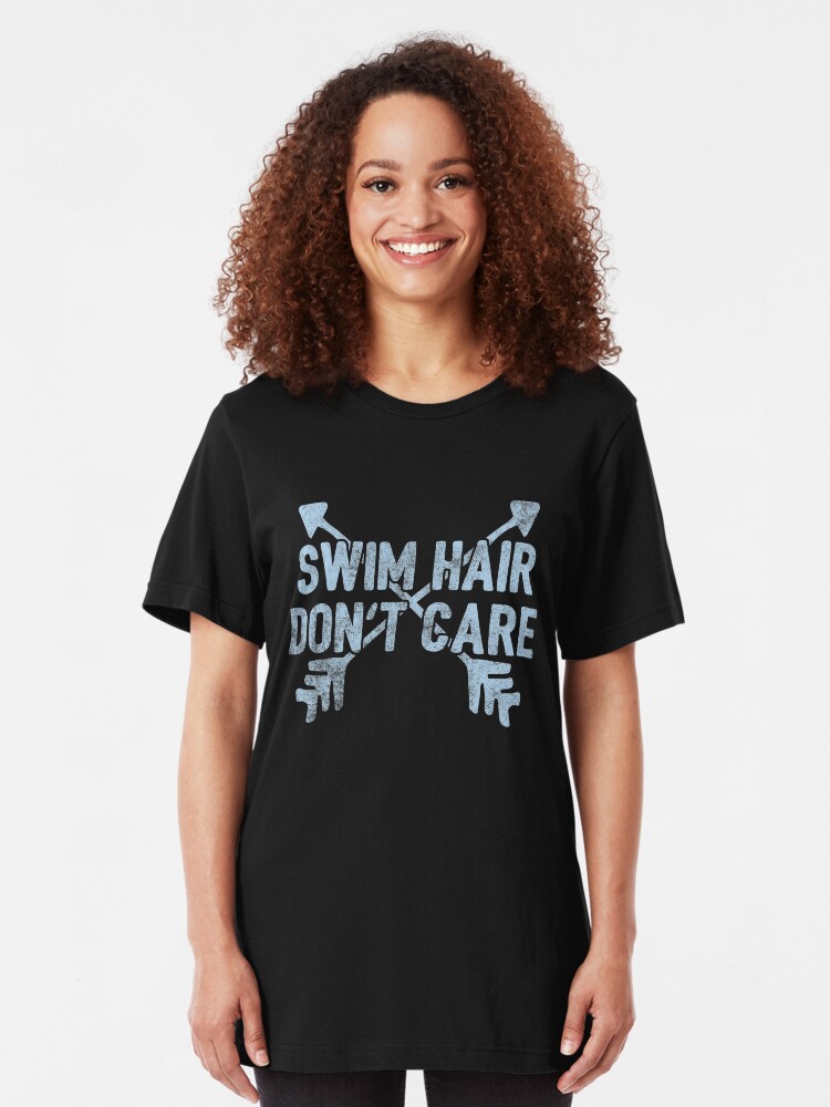 Alternative Ansicht von Swim Hair Don't care - Funny Swimming Pun Gift Slim Fit T-Shirt