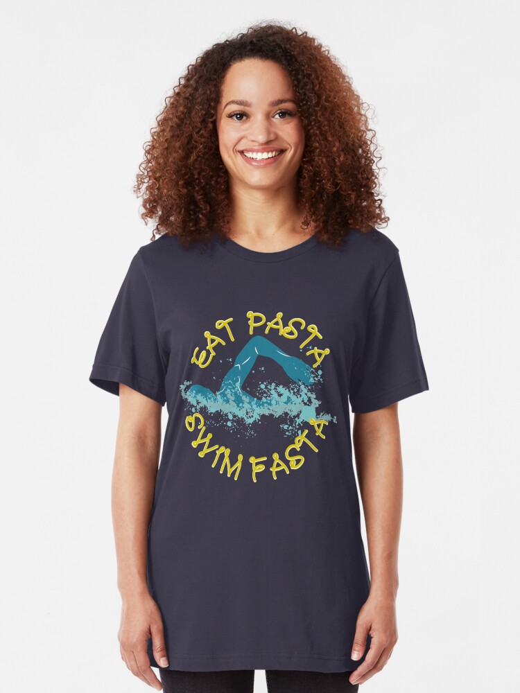 Alternative Ansicht von Eat Pasta Swim Fasta Swimming Pun - Funny Swimming Pun Gift Slim Fit T-Shirt