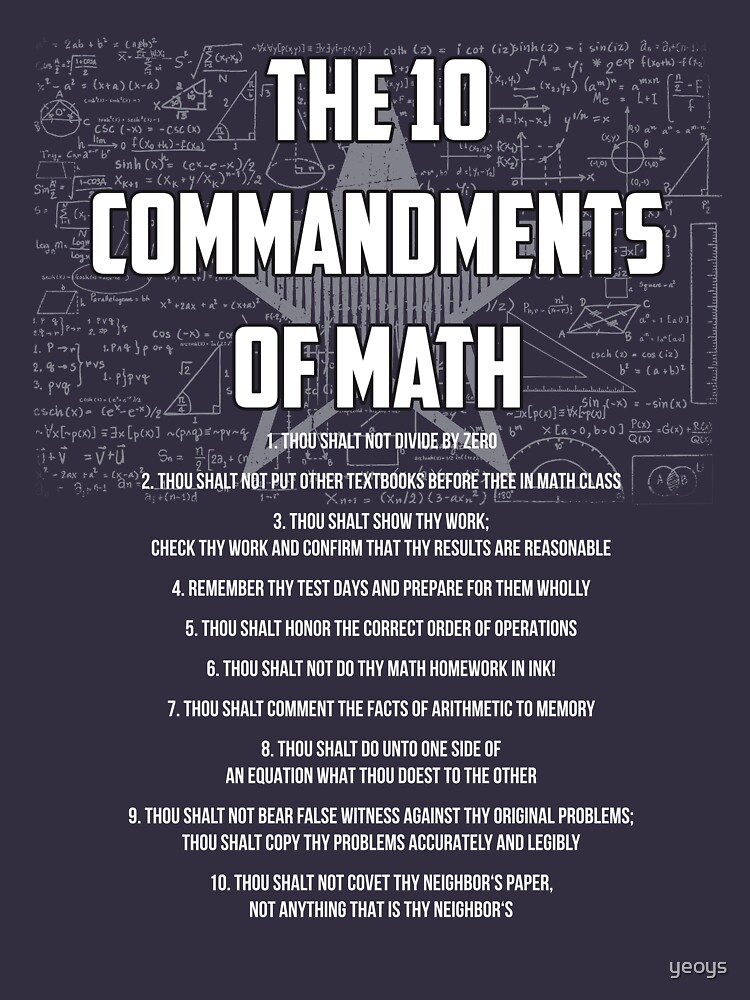 The 10 Commandments Of Math - Funny Mathematics Pun Gift von yeoys