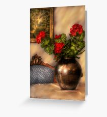 Geraniums on a Table Greeting Card